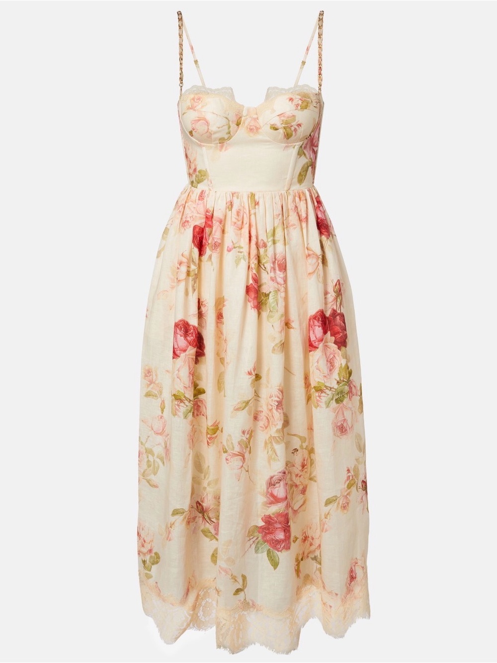 ZIMMERMANN ROSELIGHT PICNIC MIDI DRESS